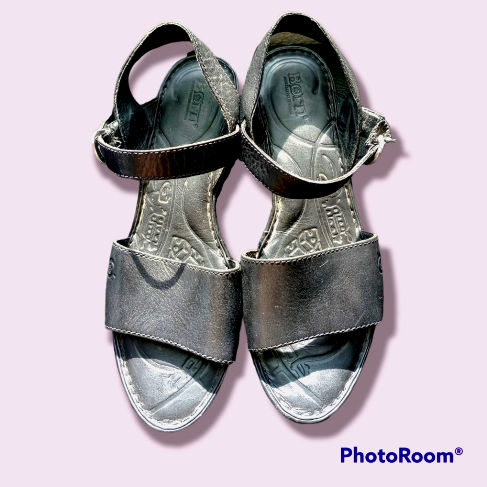Born Black Wedge Sandals Size 8